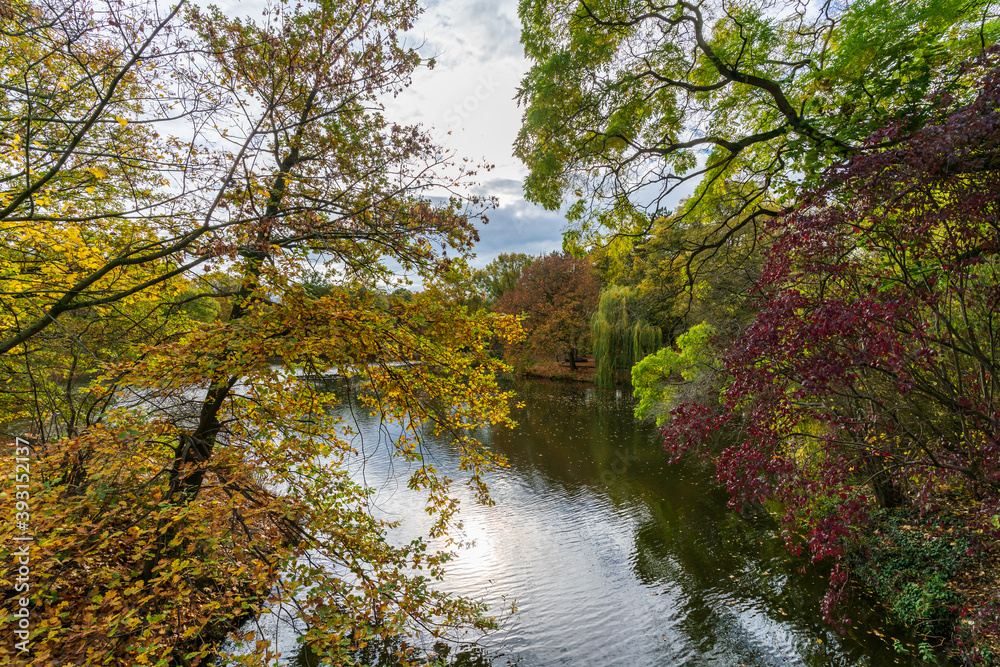 Lake of the Palm Garden park in autumn in Leipzig Lake of the Palm Garden park in autumn in Leipzig