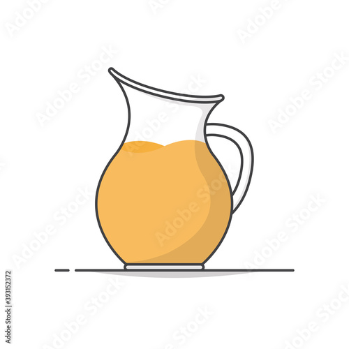 Glass Jug Of Fresh Juice Vector Icon Illustration. Pitcher With Juice Flat Icon