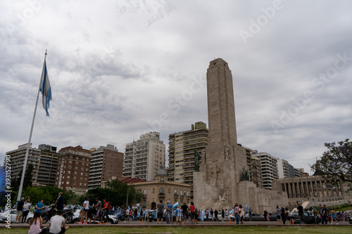 ROSARIO, ARGENTINA - Nov 09, 2020: Rosario, Argentina - 11/08/2020: People protesting against the quarantine, corruption an injustice photo