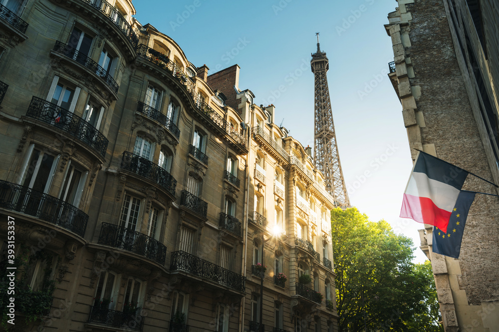 building in Paris near Eiffel Tower building in Paris near Eiffel Tower