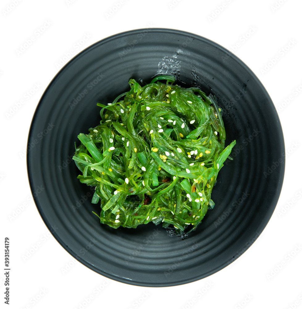 fresh raw seaweed sliced on square plate isolated on white background, shabu, hot pot ingredients fresh raw seaweed sliced on square plate isolated on white background, shabu, hot pot ingredients