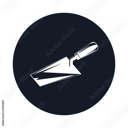 Black icon with silhouette of a construction trowel , working hand tool, vector illustration