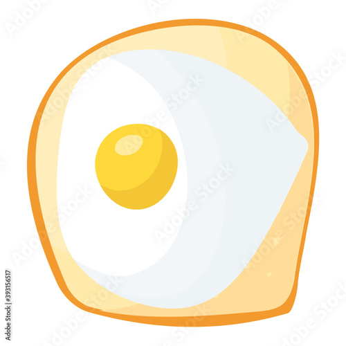 
A bread slice with fry egg on it representing breakfast food
