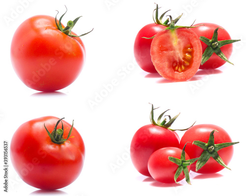 red tomato isolated on white background (Mix, set , collection)