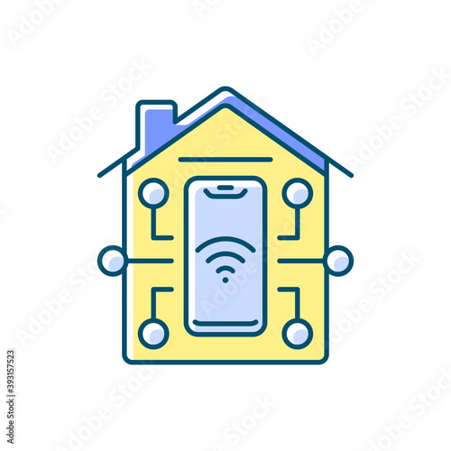 Remote access RGB color icon. Smart home mobile app for controlling different house futuristic devices. Digital house system. Isolated vector illustration