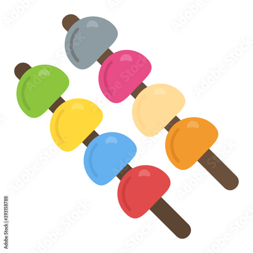 
A lollipop, sugar hard candy mounted on a stick 
