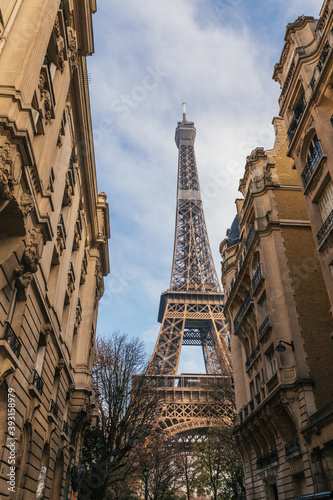 Eiffel Tower Between Buildings