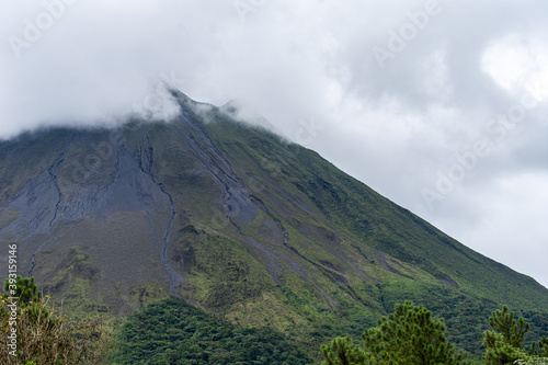 Beautiful aerial view of the colosal Arenal Volcano in the Costa Rica