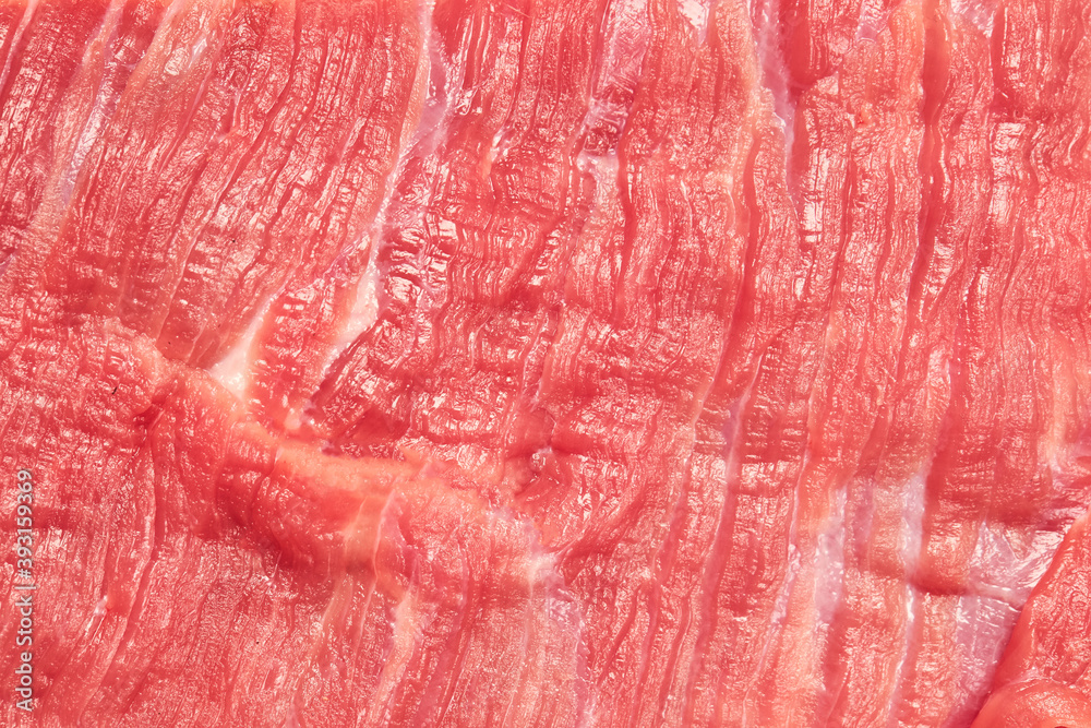 Texture of a red raw meat close up