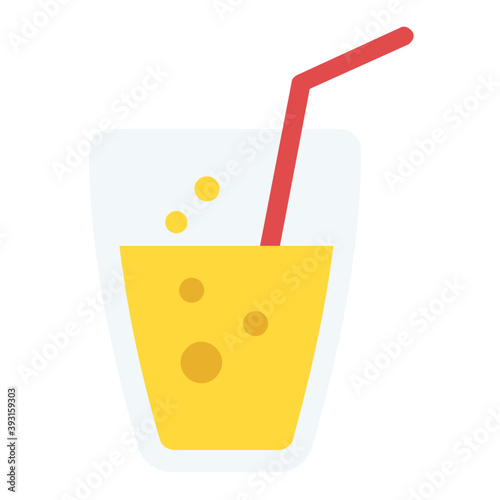 
A glass of fizzy drink with a straw in it
