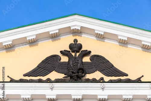 Black Two-headed eagle barelief, Russian coat of arms photo