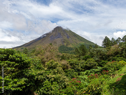 Beautiful aerial view of the colosal  Arenal Volcano in the Costa Rica