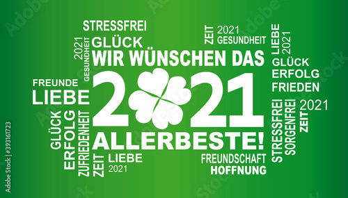 wir wünschen das allerbestee 2021 mit glücksklee
