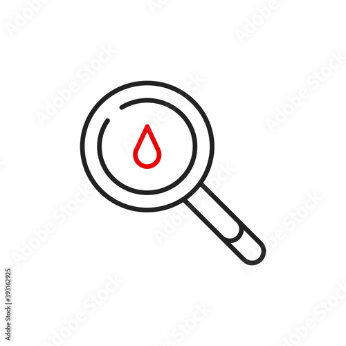 Magnifying of blood vector icon. Simple vector icon isolated on white background magnifying of blood.