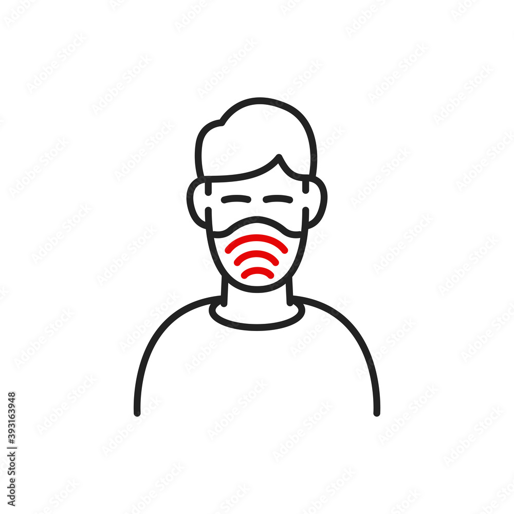 Man in breathing mask. Virus protection. Vector icon. Man in breathing mask. Virus protection. Vector icon.