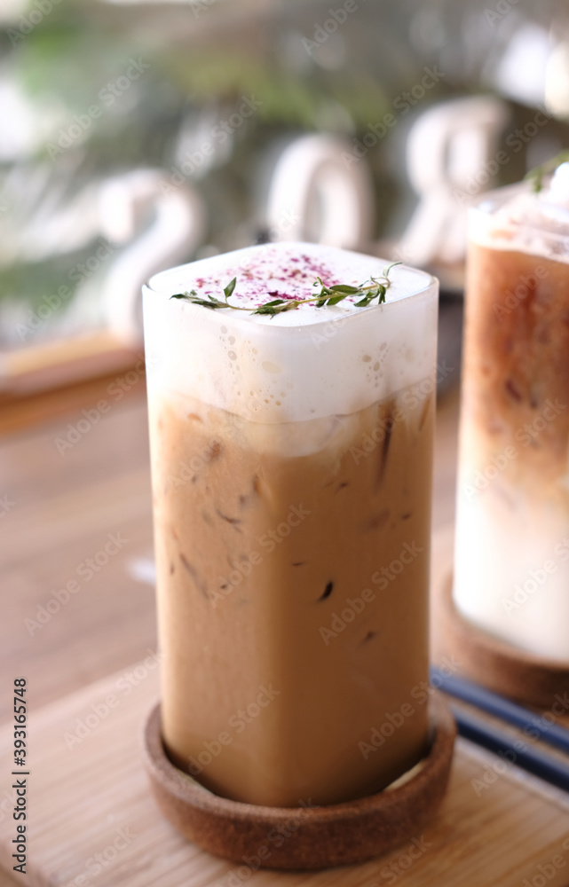 Iced caramel macchiato and Latte coffee in morning,window in background
Iced caramel macchiato and Latte coffee in morning,window in background