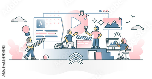 Creating creative content with artists culture performance outline concept