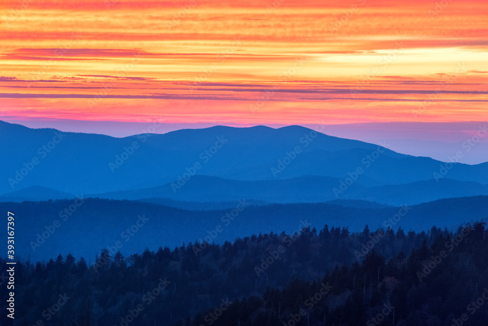 Scenic view of Clingmans Dome during sunset Scenic view of Clingmans Dome during sunset
