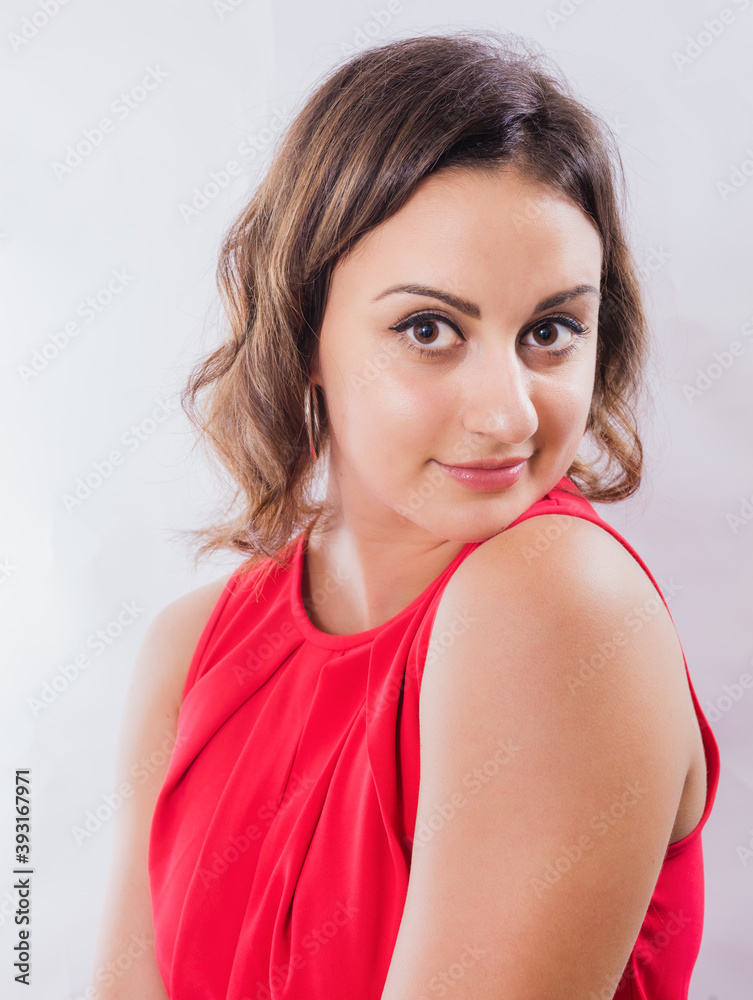 Beautiful young coquette woman in red dress Beautiful young coquette woman in red dress