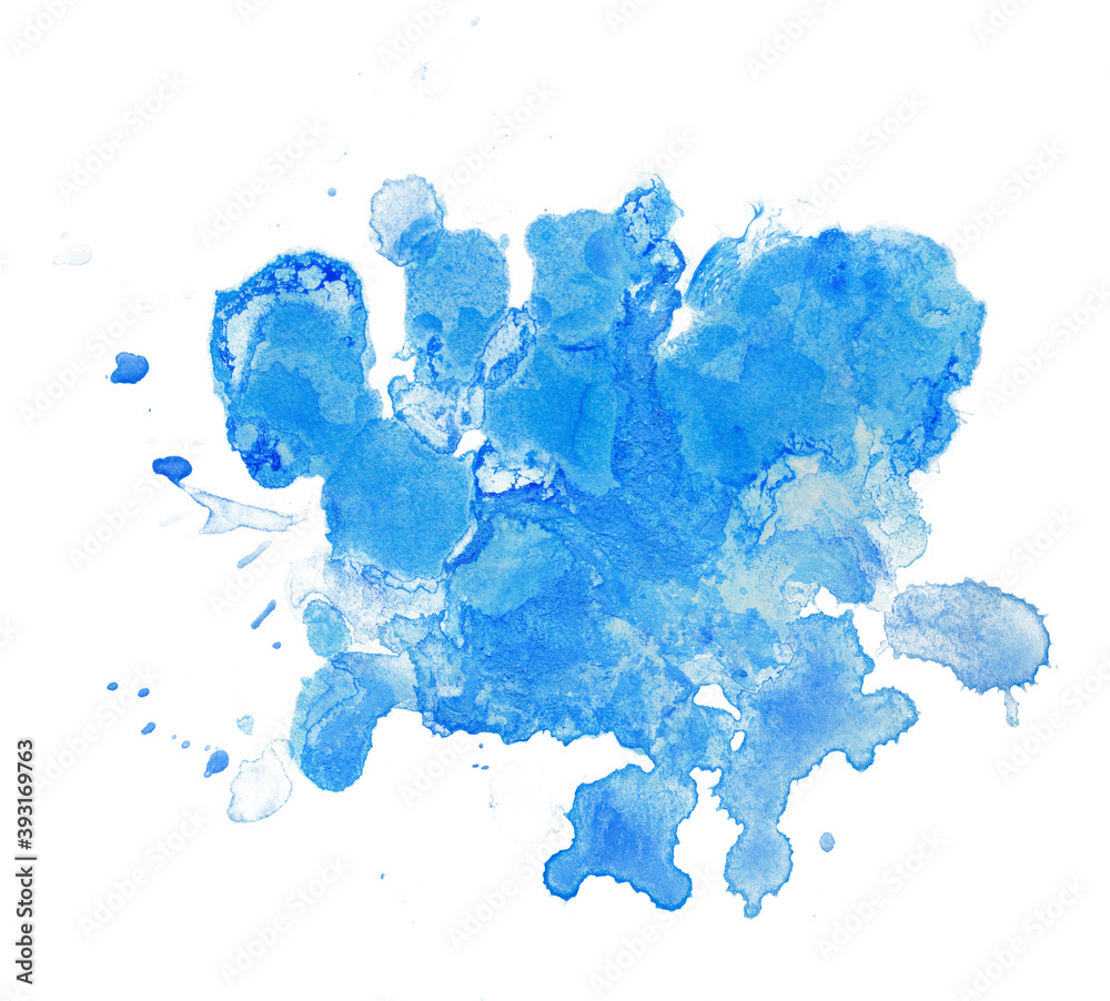 watercolor stain with blue paint droplets