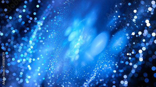 Blue cloud storage with data packets in bokeh photo