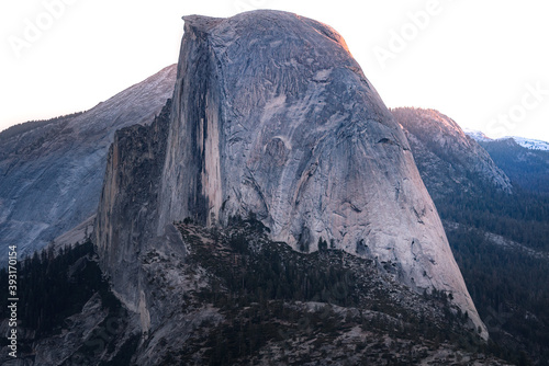 A sunrise over Half Dome in Yosemite National Park, California. 