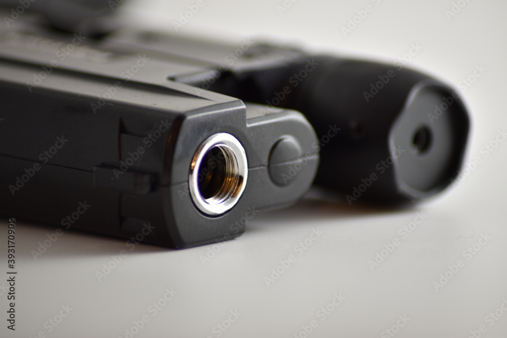close-up of an automatic pistol close-up of an automatic pistol