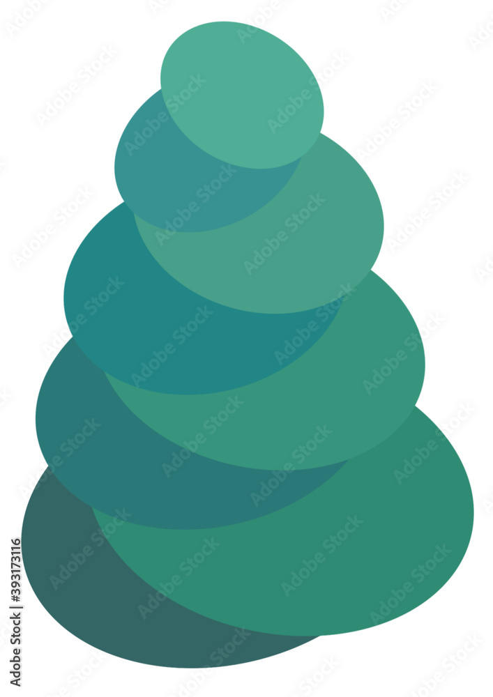 Green christmas tree on white background, vector illustration