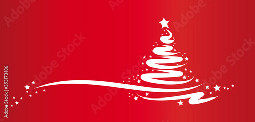 weisser weihnachtsbaum  mit sternen auf rotem hintergrund