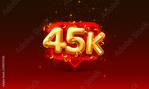 Thank you followers peoples, 45k online social group, happy banner celebrate, Vector
