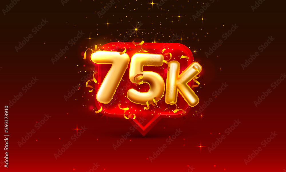 Thank you followers peoples, 75k online social group, happy banner celebrate, Vector