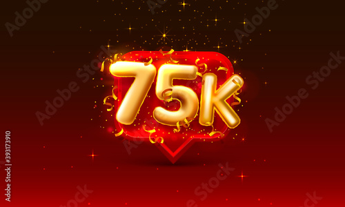Thank you followers peoples, 75k online social group, happy banner celebrate, Vector