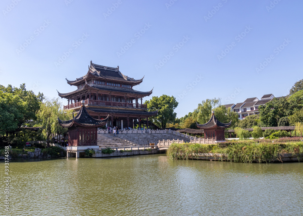 Lac du jardin historique de Panmen à Suzhou, Chine