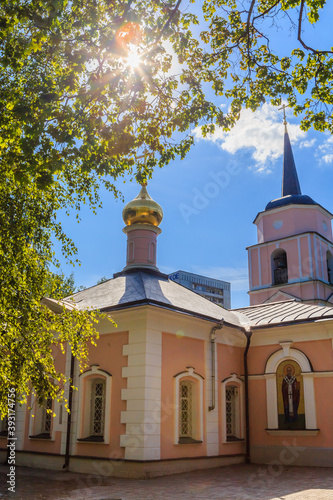 Church of the Intercession of the blessed virgin Mary in Pokrovskoe-Streshnevo in Moscow. Russia photo