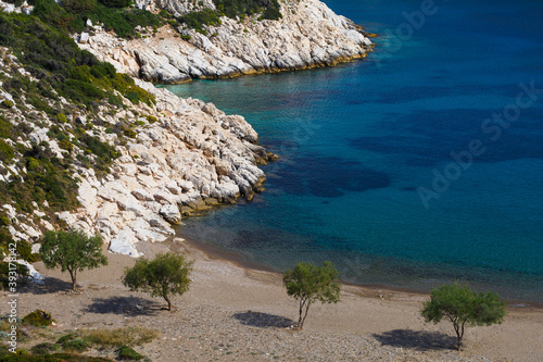 Blue waters at Kasidi beach on Fourni island, Greece. photo