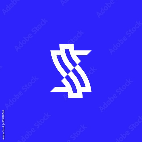 letter S flow logo vector idea. isolated blue background. vector based icon template.