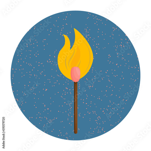 Matches in a circle with noises. Fire on a lighted match. An item from the set for international match day. Vector illustration..