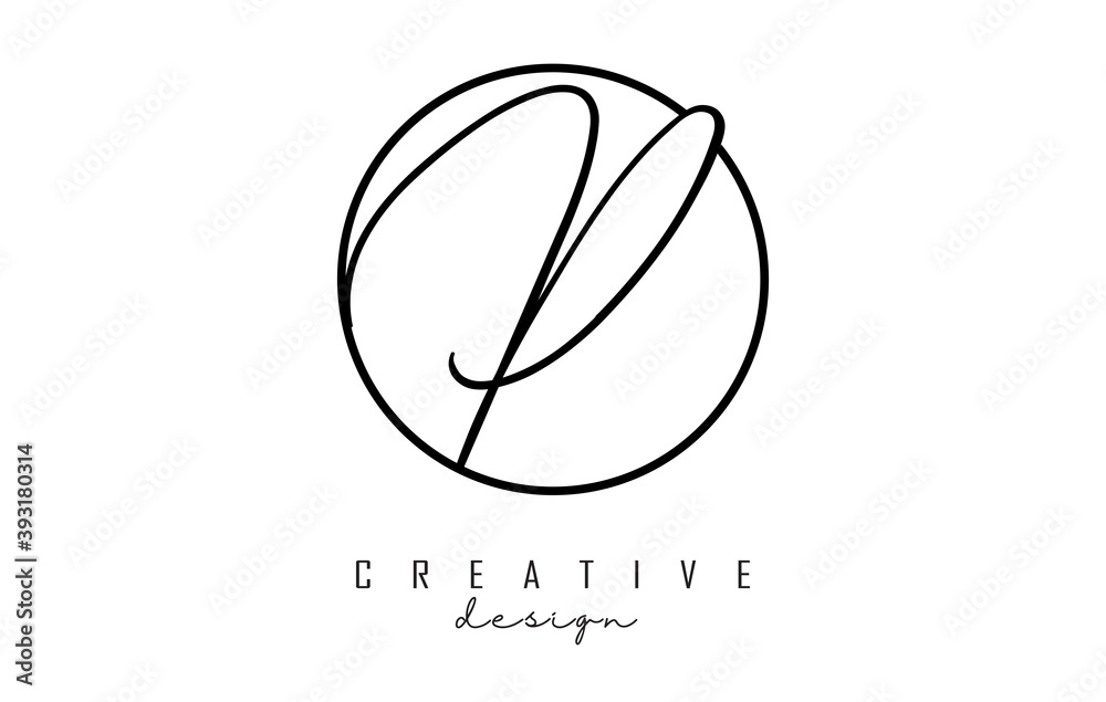 Handwriting letters P logo design with simple circle vector illustration. Handwriting letters P logo design with simple circle vector illustration.