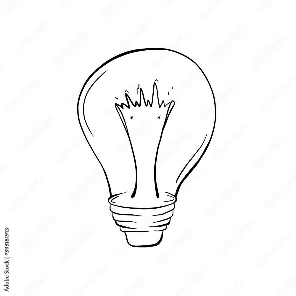 Light bulb. Idea, solution concept. Hand drawing simple illustration icon template isolated on white background Light bulb. Idea, solution concept. Hand drawing simple illustration icon template isolated on white background