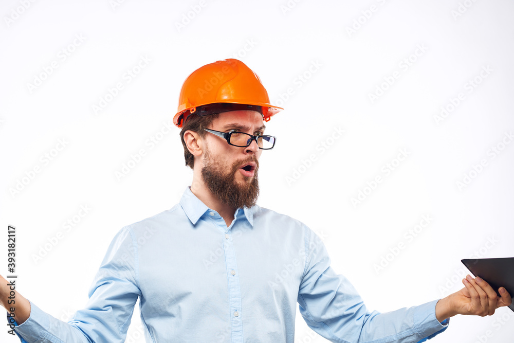 emotional worker orange paint safety construction industry cropped view emotional worker orange paint safety construction industry cropped view