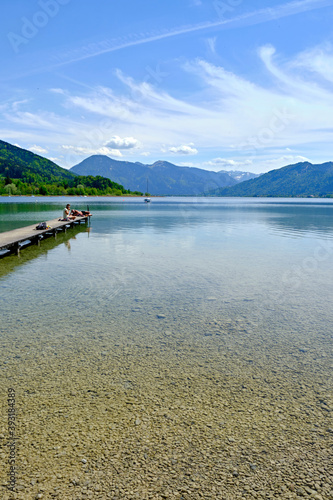 View over the mountain lake starnberg with crystal clear water