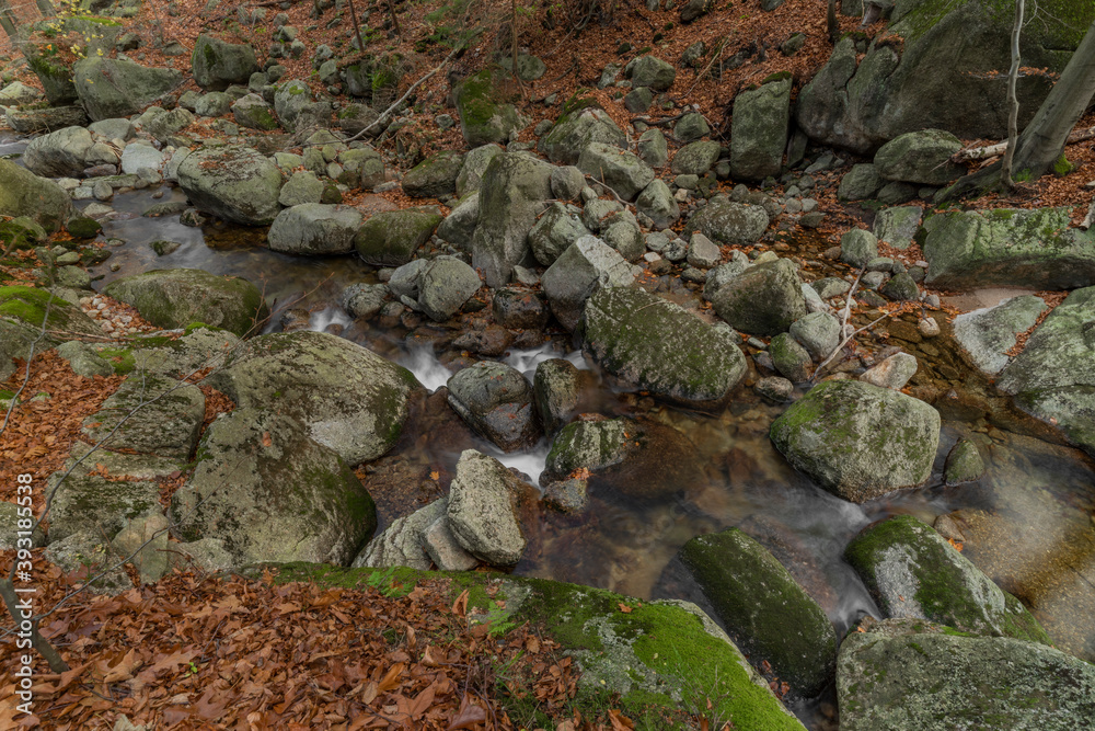 Velky Cerny Stolpich creek in autumn fresh morning in Jizerske mountains Velky Cerny Stolpich creek in autumn fresh morning in Jizerske mountains