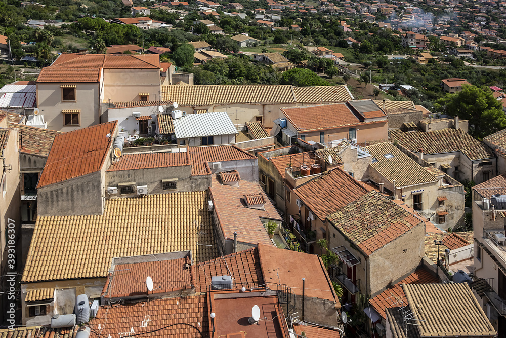 Aerial view of Monreale city. Monreale - town and commune in the Metropolitan City of Palermo. Sicily, Italy, Europe.
