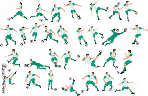 Set of Cartoon Soccer player vector illustration isolated on white background