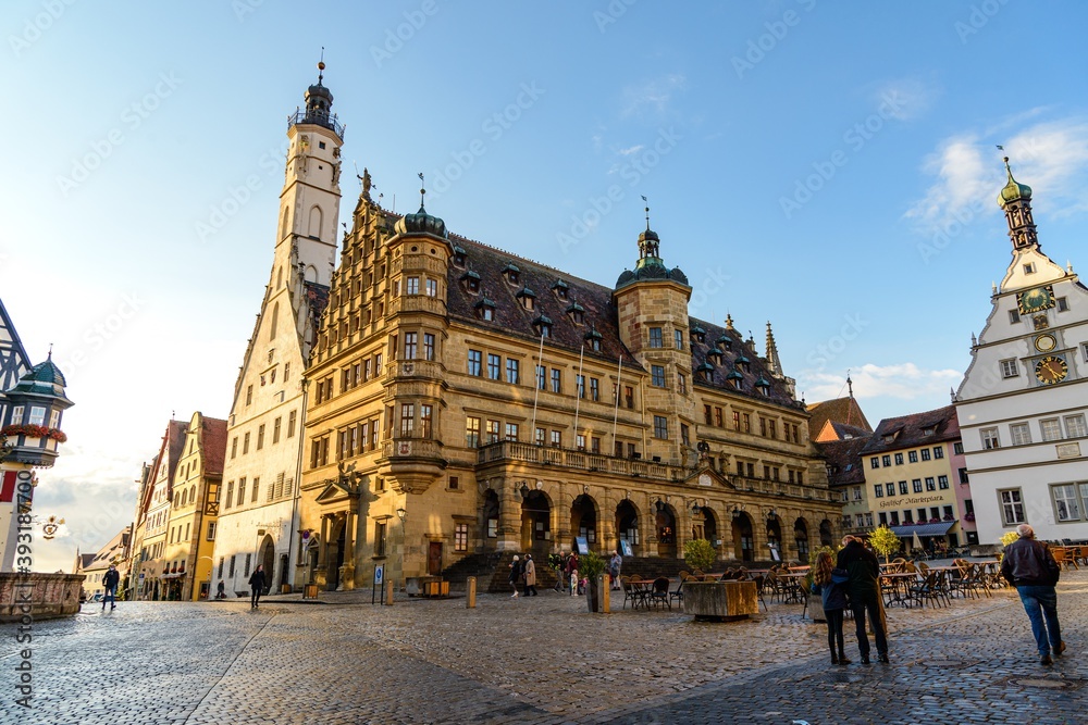 Rothenburg ob der Tauber in autumn. Bavaria, Bayern, Germany.