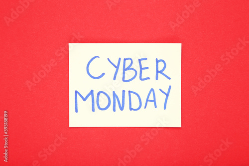 Inscription Cyber Monday on red background