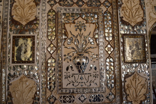 detailed mirrorwork of a wall