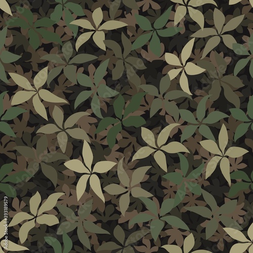 Seamless brown and khaki colored leaf pattern. Vector vintage autumn texture