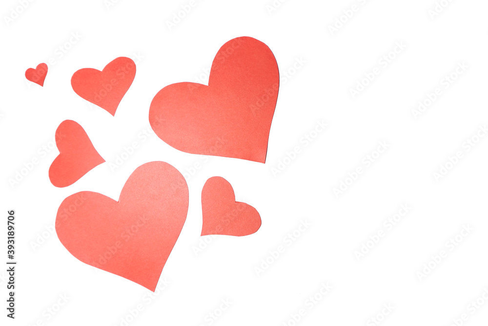 Red paper hearts isolated on white background. Red paper hearts isolated on white background.