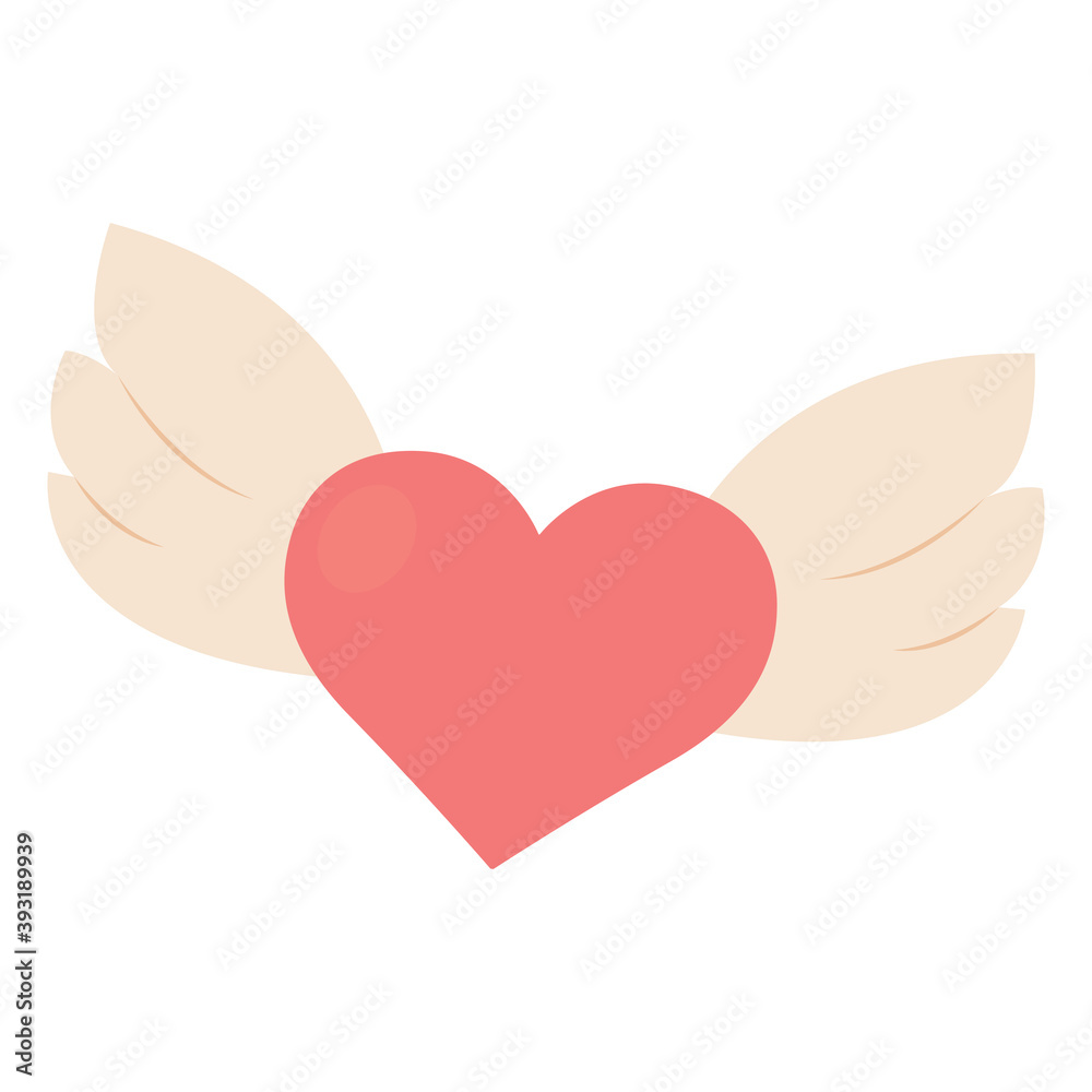 Isolated romantic hearth with wings pink love icon- Vector Isolated romantic hearth with wings pink love icon- Vector